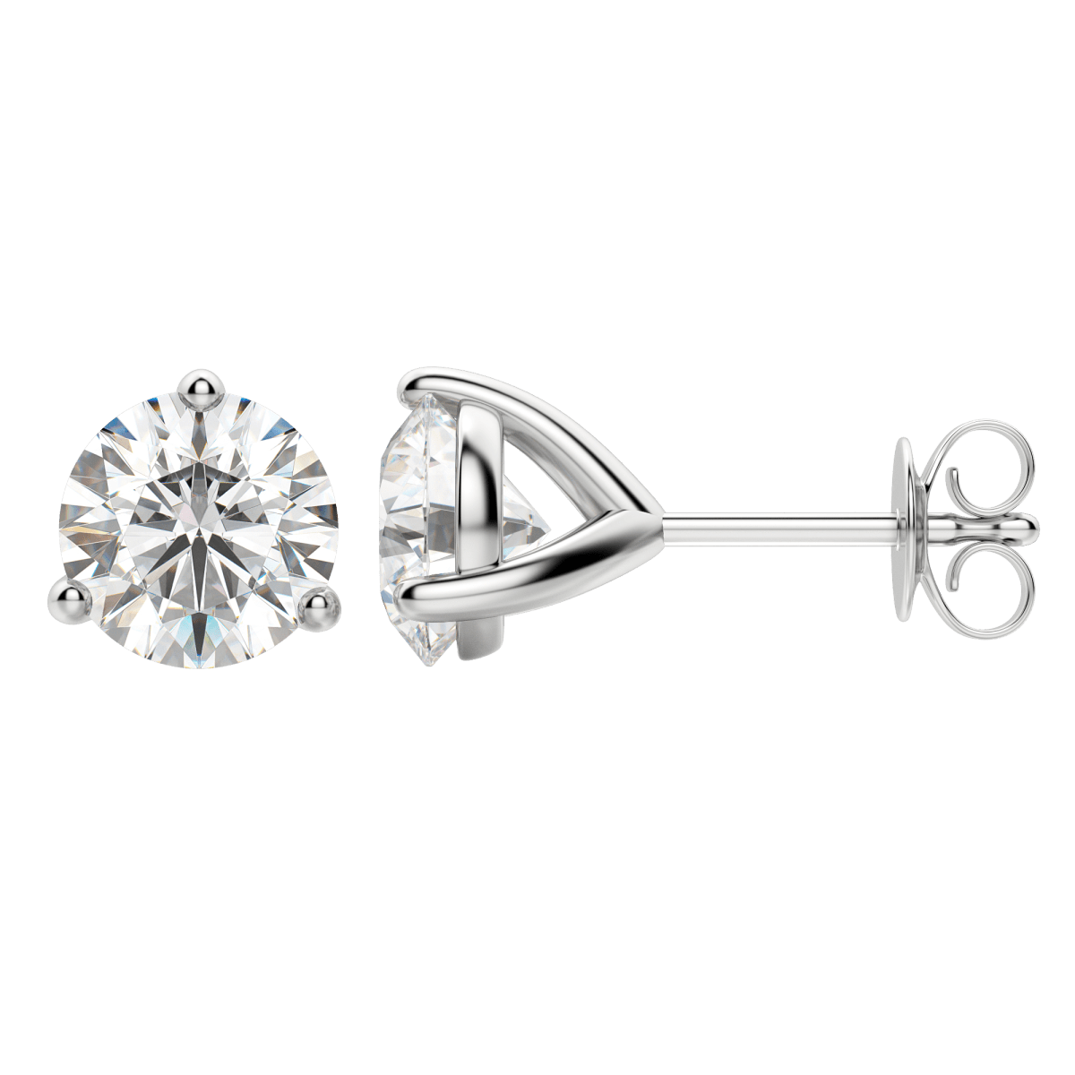 0.50 CT-4.0 CT Round Solitaire CVD F/VS Diamond Earrings 4