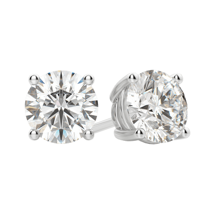 0.50 CT-4.0 CT Round Solitaire CVD F/VS Diamond Earrings 1