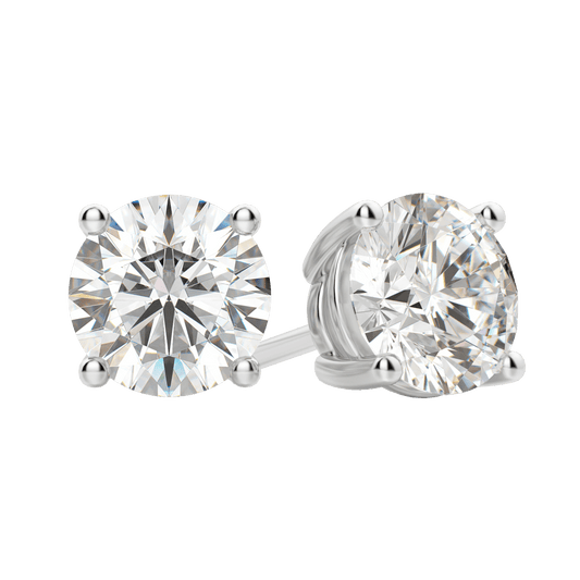 0.50 CT-4.0 CT Round Solitaire CVD F/VS Diamond Earrings 1
