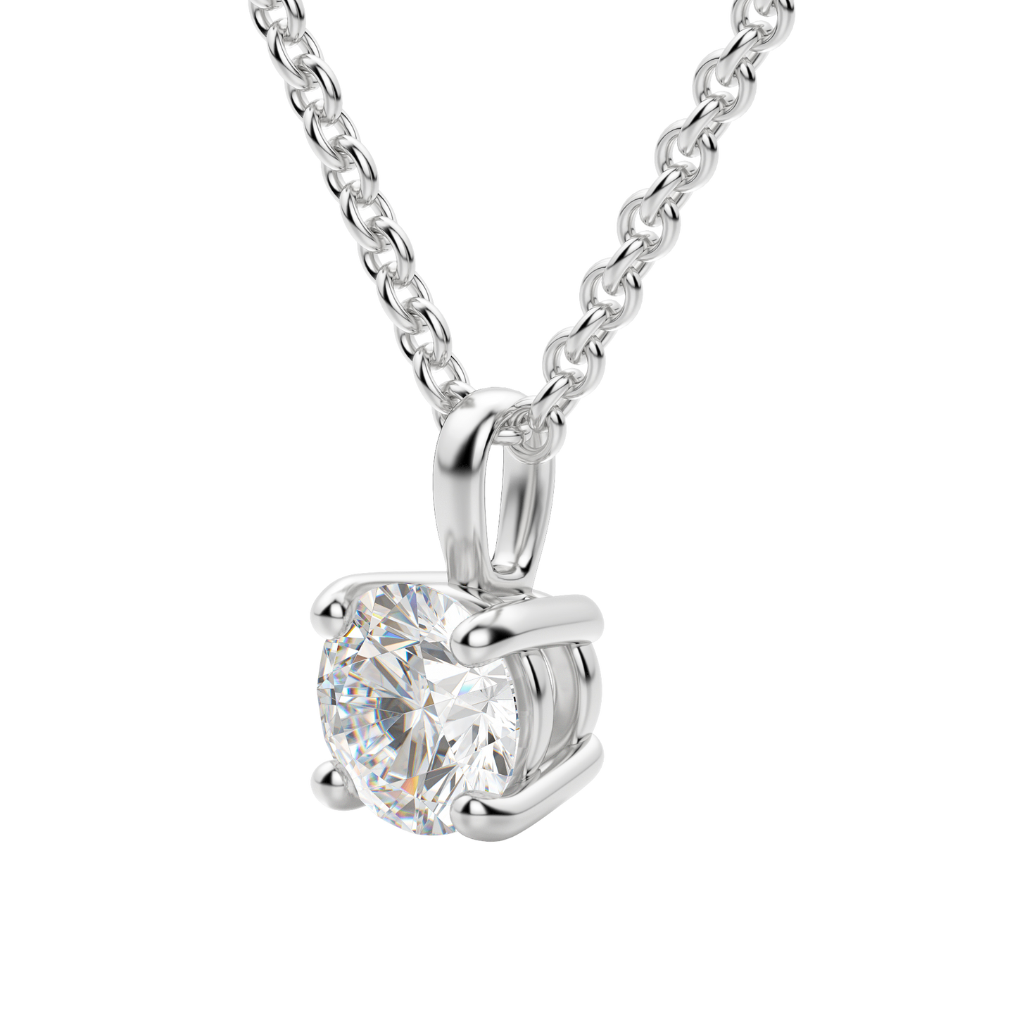 0.25 CT-0.75 CT Round Solitaire CVD F/VS Diamond Necklace 4