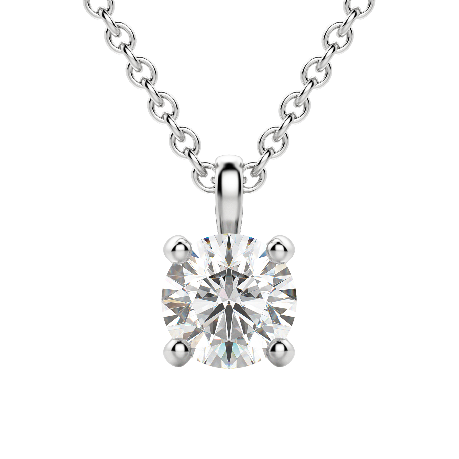 0.25 CT-0.75 CT Round Solitaire CVD F/VS Diamond Necklace 18