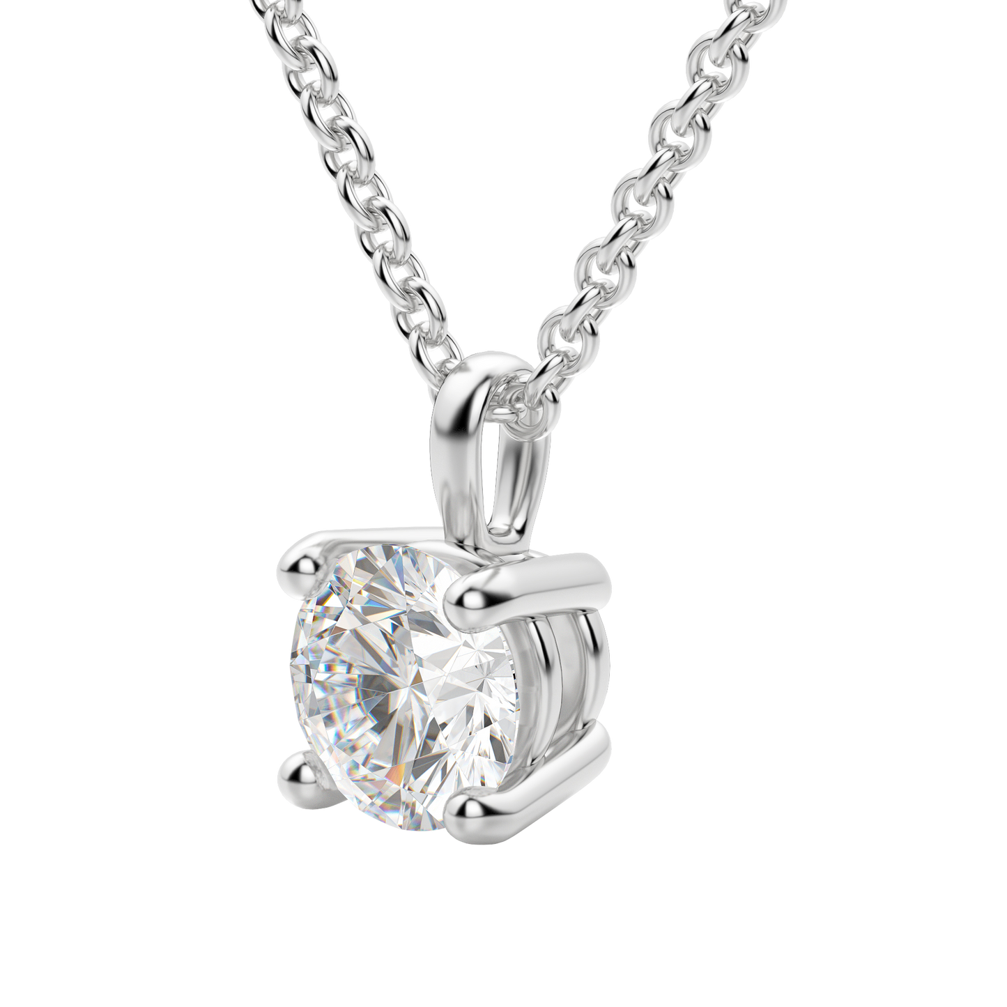 0.25 CT-0.75 CT Round Solitaire CVD F/VS Diamond Necklace 30