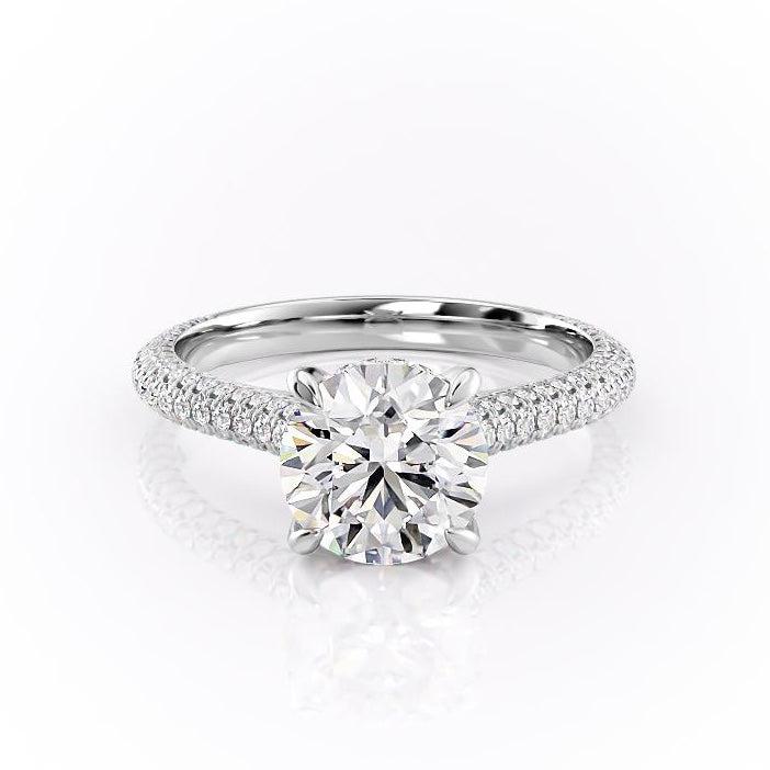 1.60 CT Round Cut Hidden Halo Triple Pave Moissanite Engagement Ring 10