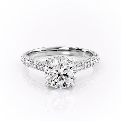 1.60 CT Round Cut Hidden Halo Triple Pave Moissanite Engagement Ring 10