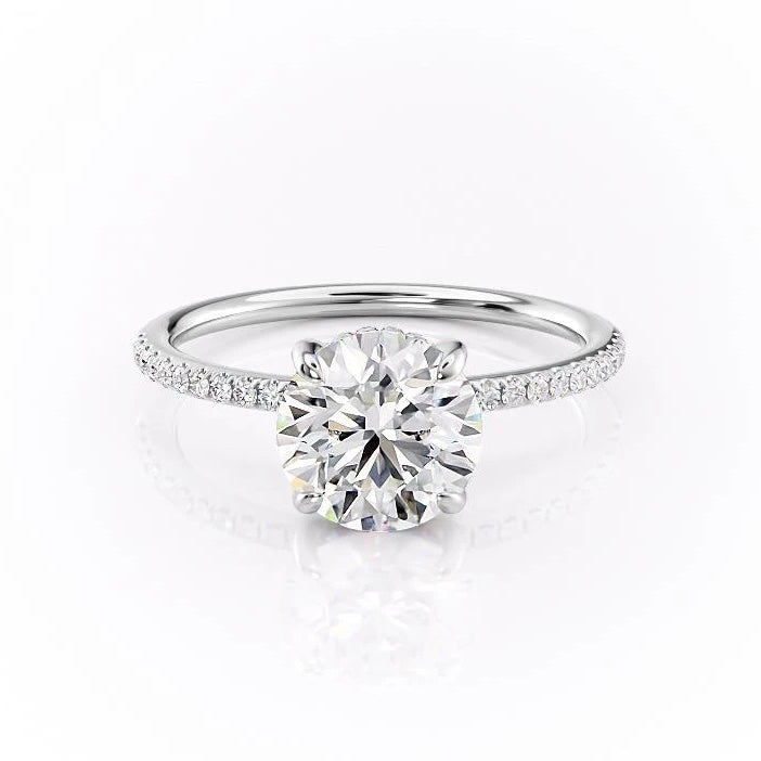 1.60 CT Round Cut Solitaire Pave Setting Moissanite Engagement Ring 10