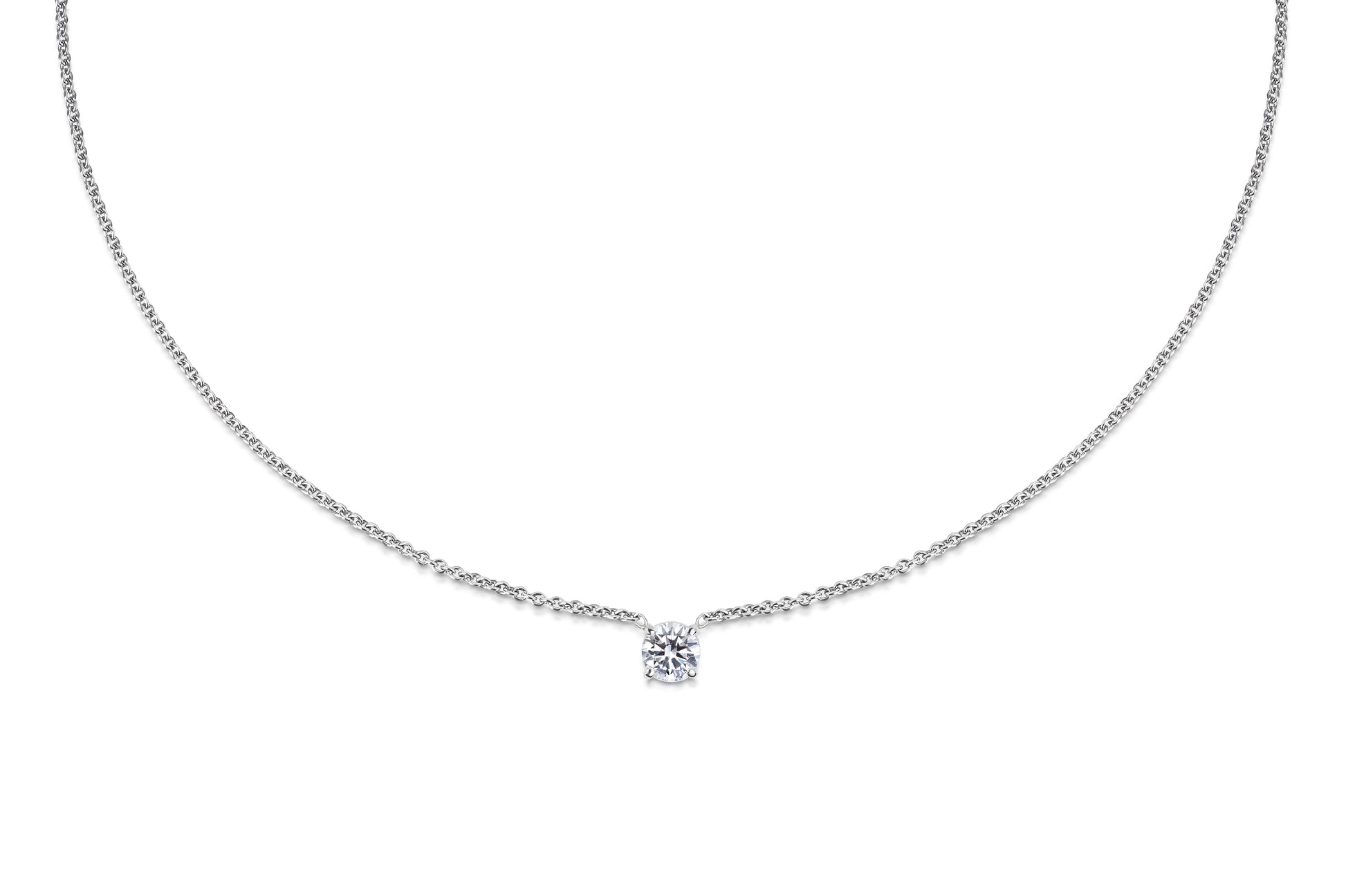 0.50 CT-1.0 CT Round Solitaire CVD F/VS Diamond Necklace 1