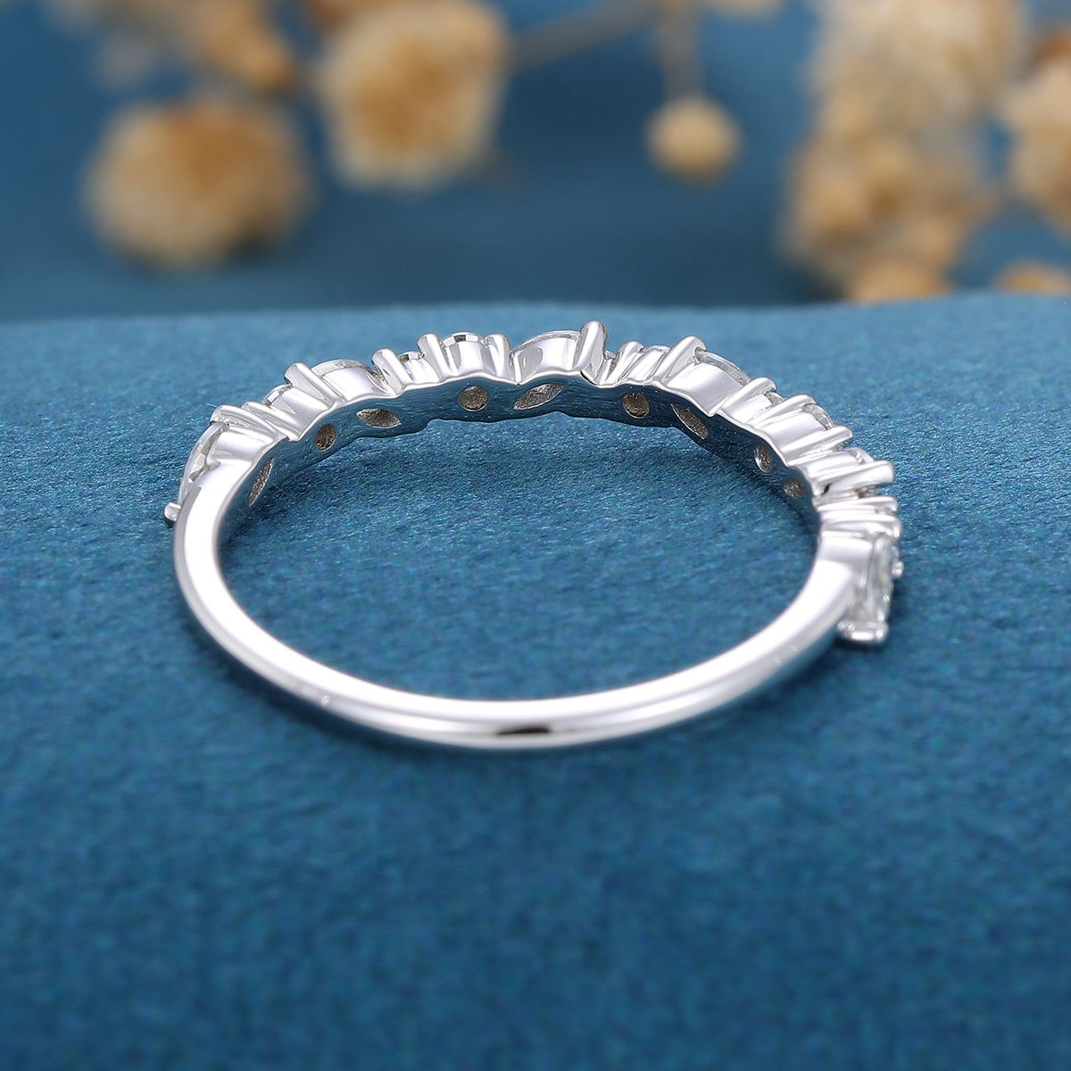 1.70 CT Marquise & Round Shaped Moissanite Half Eternity Wedding Band 5