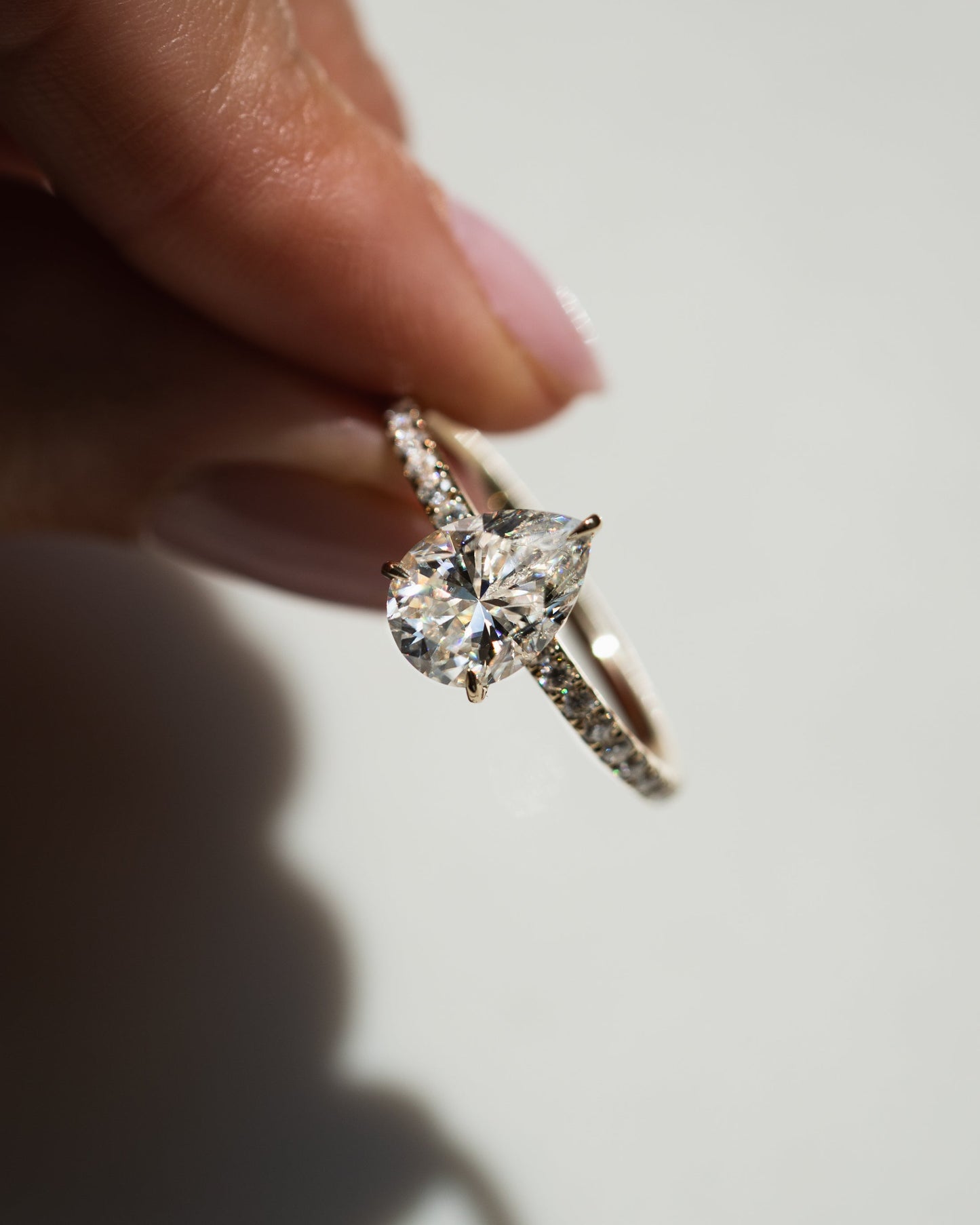 1.93 CT Pear Hidden Halo Pave Moissanite Engagement Ring 8