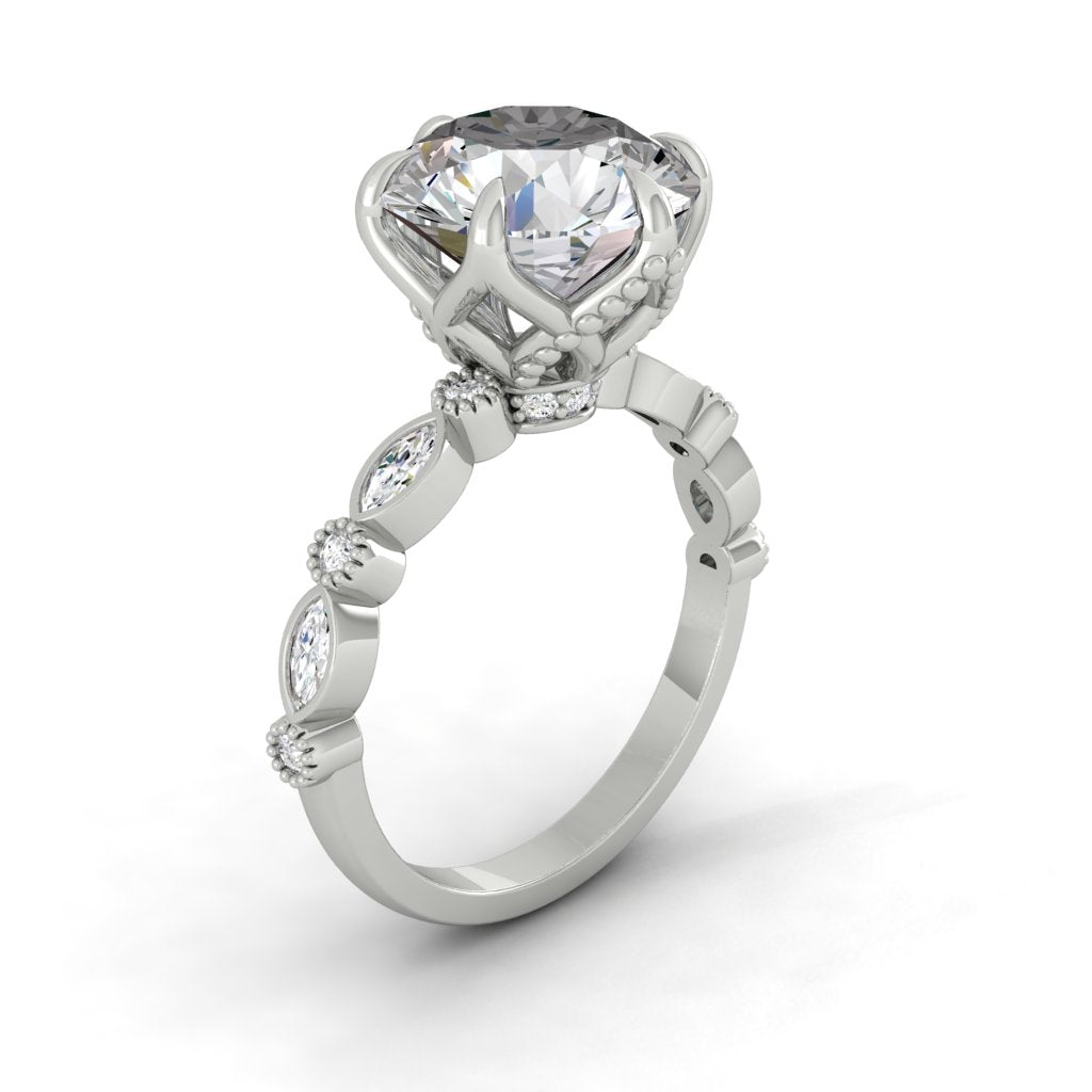 4.11 CT Round Cut Pave Moissanite Engagement Ring 6