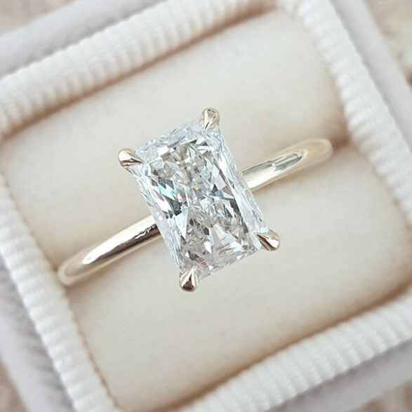 1.04 CT Radiant Cut Solitaire Style Moissanite Engagement Ring 2