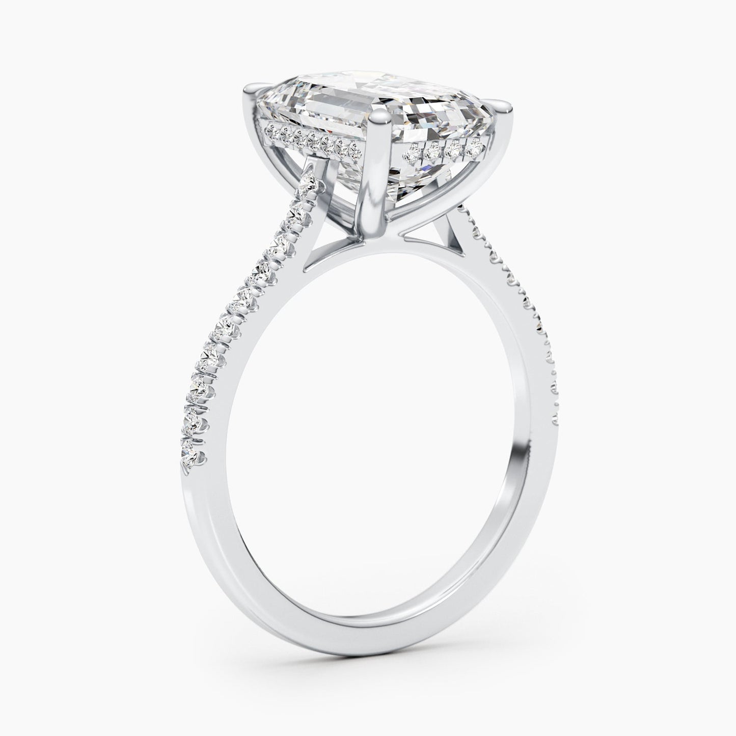 4.5 CT Emerald Hidden Halo CVD G/VS Diamond Engagement Ring 3