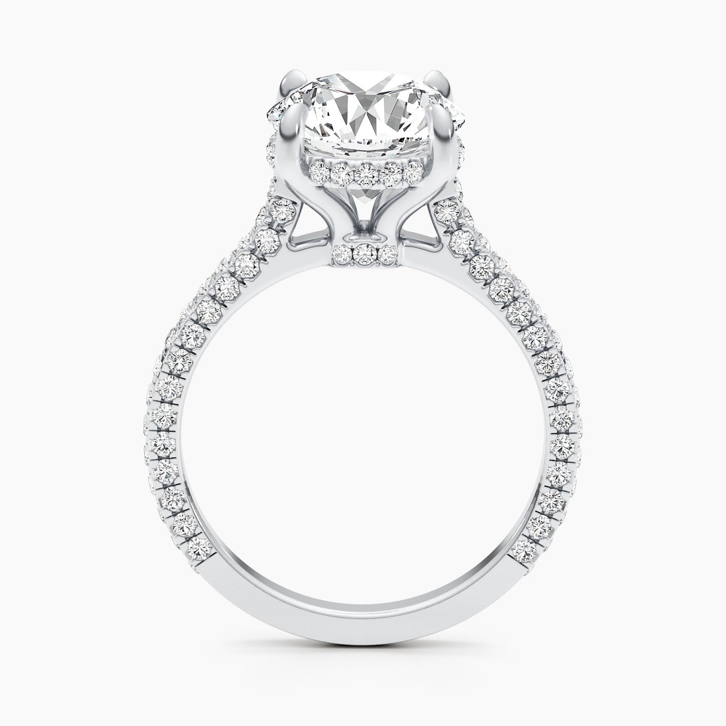 2.8 CT Round Hidden Halo CVD F/VS Diamond Engagement Ring 4