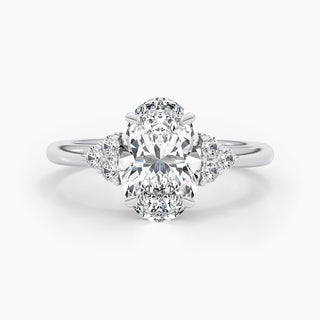 2.42 CT Oval Three Stone CVD G/VS Diamond Engagement Ring 1