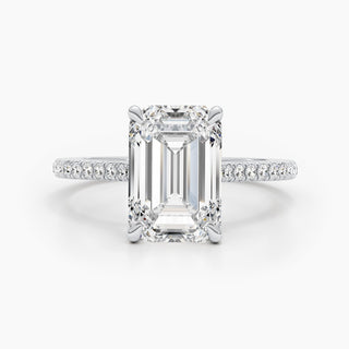 4.5 CT Emerald Hidden Halo CVD G/VS Diamond Engagement Ring 1