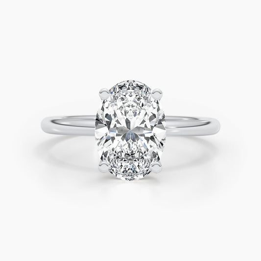 2.5 CT Oval Hidden Halo CVD G/VS Diamond Engagement Ring 1