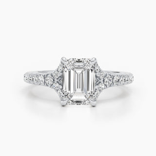 2.1 CT Emerald Cut Pave Split Shank CVD G/VS Diamond Engagement Ring 1