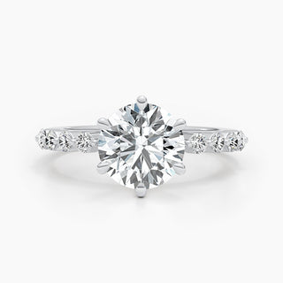 2.5 CT Round Cut Pave CVD G/VS Diamond Engagement Ring 1