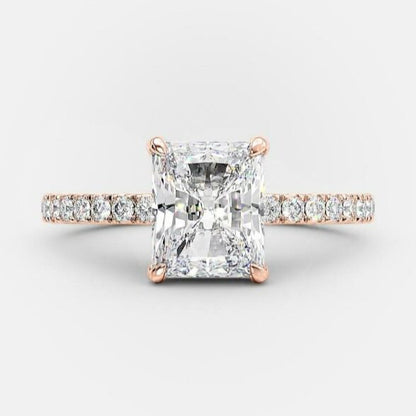 1.67 CT Radiant Hidden Halo & Pave Moissanite Engagement Ring 6