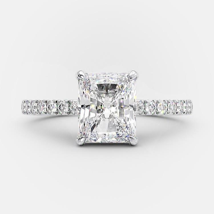 1.67 CT Radiant Hidden Halo & Pave Moissanite Engagement Ring 5