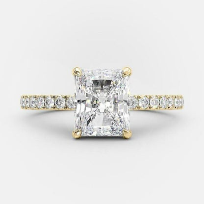 1.67 CT Radiant Hidden Halo & Pave Moissanite Engagement Ring 7
