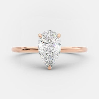 2.5 CT Pear Cut Solitaire Style Moissanite Engagement Ring 8