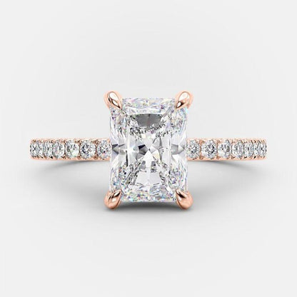 3.51 CT Radiant Cut Solitaire & Hidden Halo Setting Moissanite Engagement Ring 7