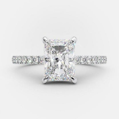 3.51 CT Radiant Cut Solitaire & Hidden Halo Setting Moissanite Engagement Ring 5