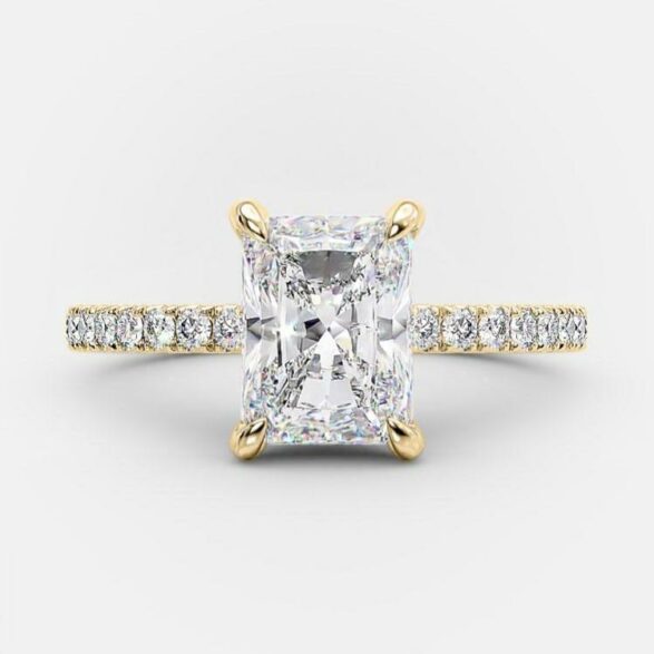 3.51 CT Radiant Cut Solitaire & Hidden Halo Setting Moissanite Engagement Ring 6