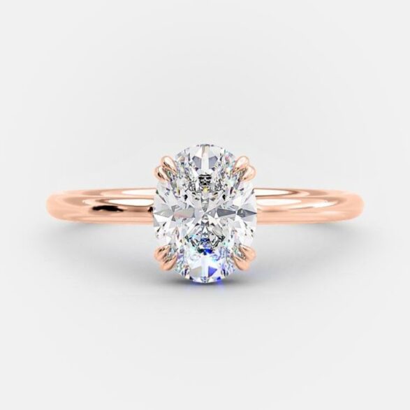 1.33 CT Oval Solitaire Hidden Halo Style Moissanite Engagement Ring 6