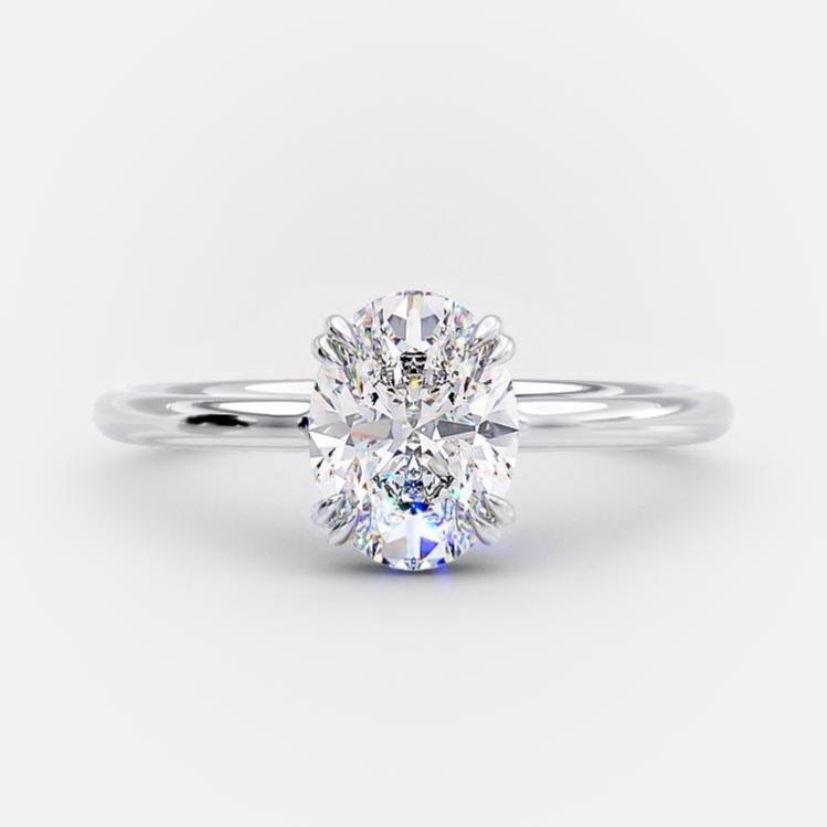 1.33 CT Oval Solitaire Hidden Halo Style Moissanite Engagement Ring 4