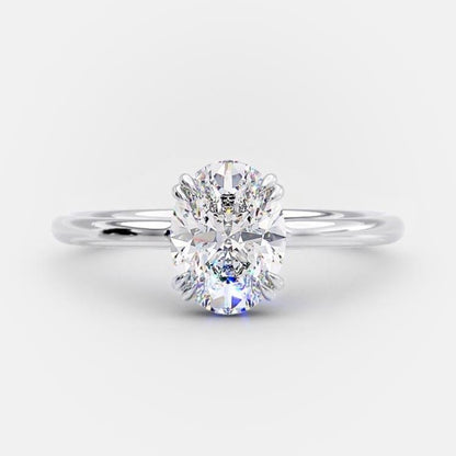 1.33 CT Oval Solitaire Hidden Halo Style Moissanite Engagement Ring 4