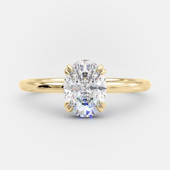 1.33 CT Oval Solitaire Hidden Halo Style Moissanite Engagement Ring 5