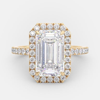 3.18 CT Emerald Cut Halo Style Moissanite Engagement Ring 5
