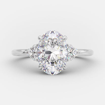 2.72 CT Oval Cut Cluster Setting Moissanite Engagement Ring 4