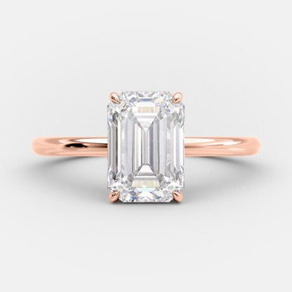 3.17  CT Emerald Cut Solitaire Style Moissanite Engagement Ring 6
