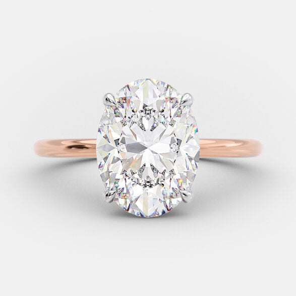 2.72 CT Oval Solitaire & Hidden Halo Moissanite Engagement Ring 7