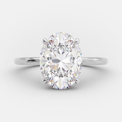 2.72 CT Oval Solitaire & Hidden Halo Moissanite Engagement Ring 5