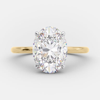 2.72 CT Oval Solitaire & Hidden Halo Moissanite Engagement Ring 6