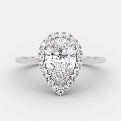 2.5 CT Pear Halo Style Moissanite Engagement Ring 4