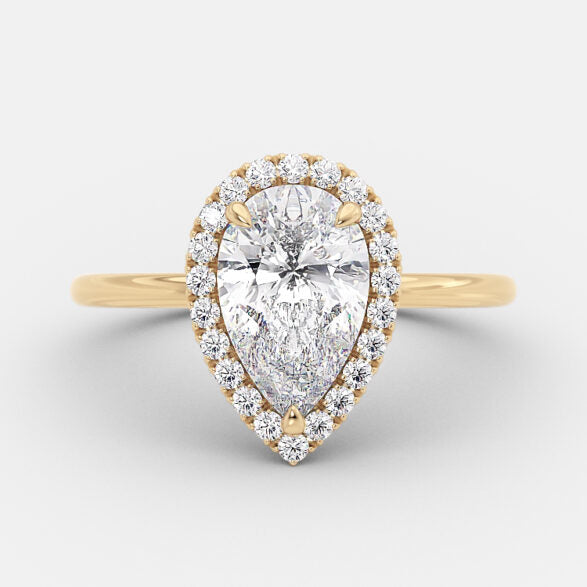 2.5 CT Pear Halo Style Moissanite Engagement Ring 5