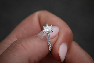 0.70 CT Radiant Cut Pave CVD E/VVS1 Diamond Engagement Ring 2