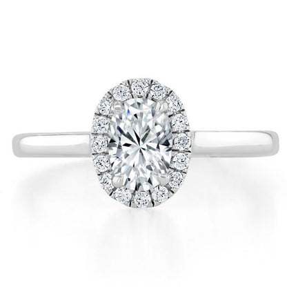 0.75 CT Oval Cut Halo Moissanite Engagement Ring 1