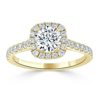 0.75 CT Round Cut Halo Pave Moissanite Engagement Ring 5