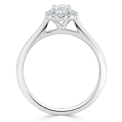 0.75 CT Oval Cut Halo Moissanite Engagement Ring 4