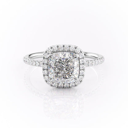 2.54 CT Cushion Cut Halo Style Moissanite Engagement Ring 10