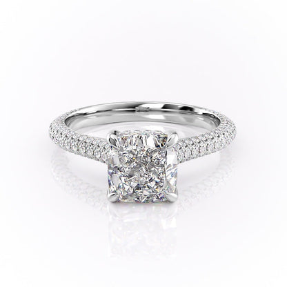 2.54 CT Cushion Cut Pave Setting Moissanite Engagement Ring 10