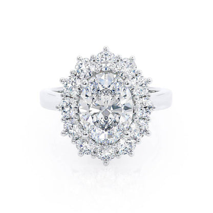2.10 CT Oval Shaped Moissanite Halo Style Engagement Ring 7