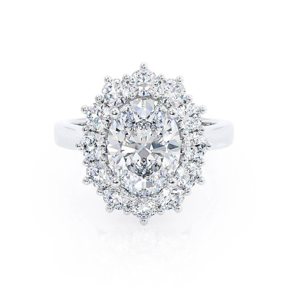 2.10 CT Oval Shaped Moissanite Halo Engagement Ring 7