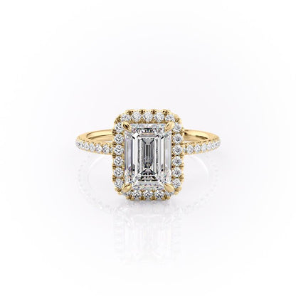 2.10 Emerald Halo Style Moissanite Engagement Ring 11