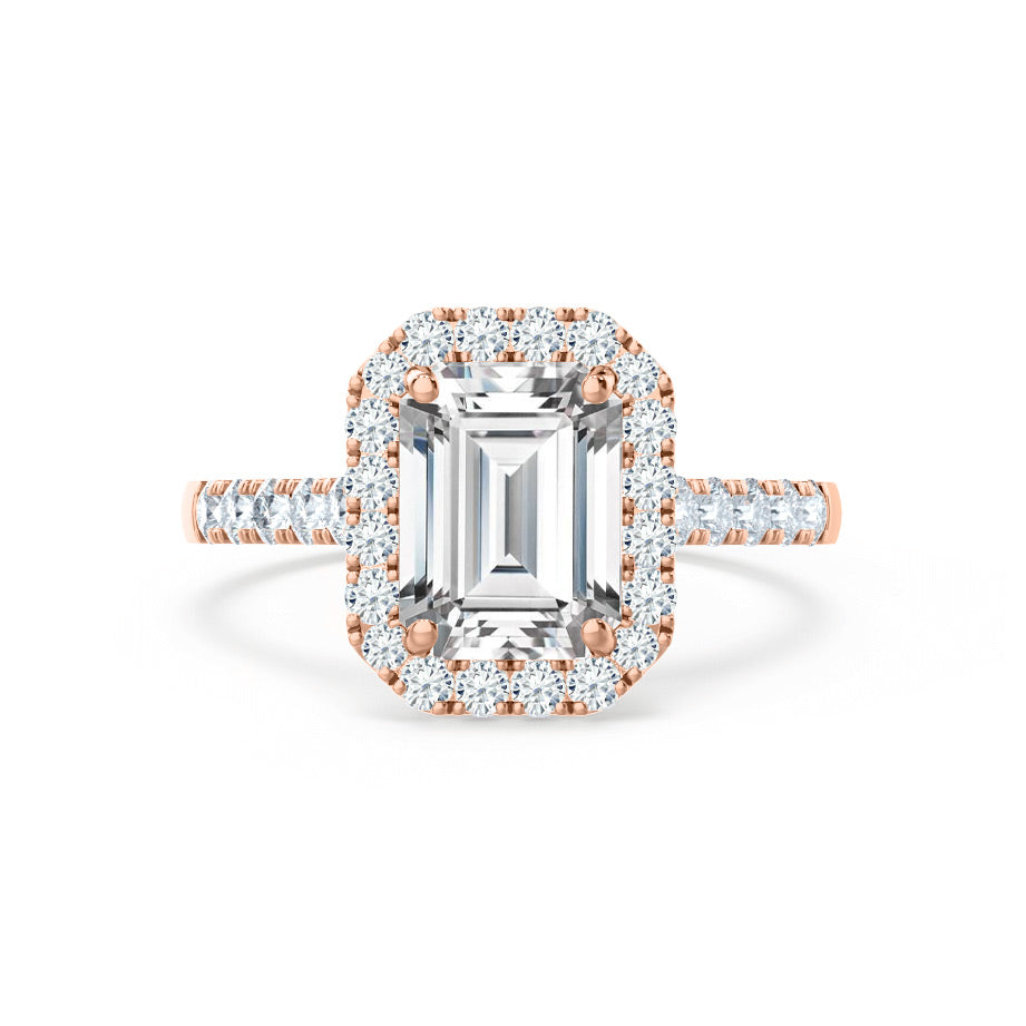 1.01 CT Emerald Shaped Moissanite Halo Style Engagement Ring 8